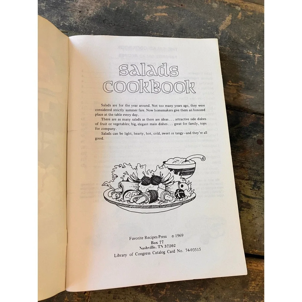 Vintage 1969 Salads Cookbook Favorite Recipes Press 500+ Recipes Mid Century MCM